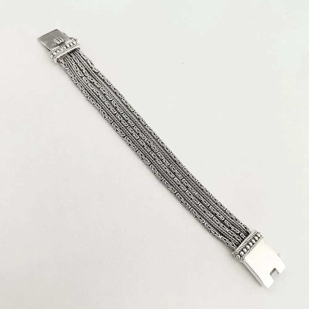 Vintage Silpada 925 Sterling Silver Chunky Five Strand Rows Byzantine Bracelet